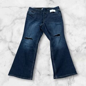 Old Navy dark wash distressed boot cut jeans size 24 short NWT